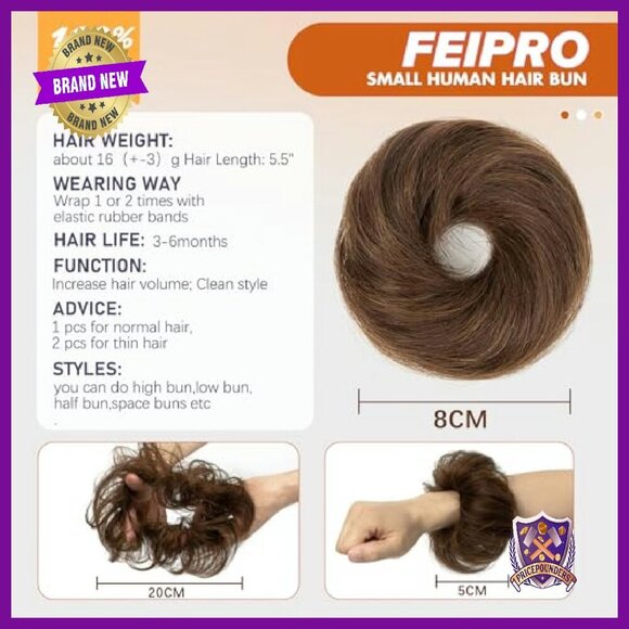 Human Hair Messy Bun Extension Stretch Elastic Band Updo Accessory